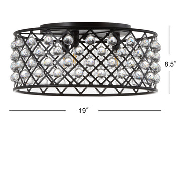 Gabrielle 19" Metal/Crystal LED Flush Mount Ceiling Light - JONATHAN Y